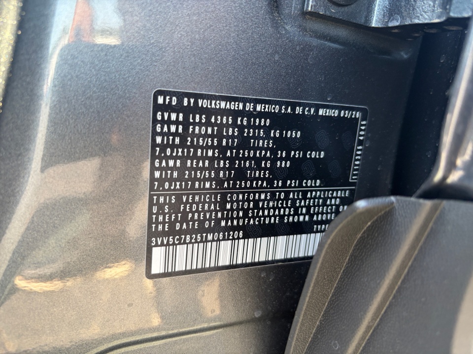 3VV5C7B25TM061206 2026 Volkswagen Taos S