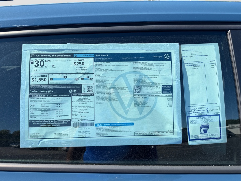 3VV5D7B27VM005025 2027 Volkswagen Taos S