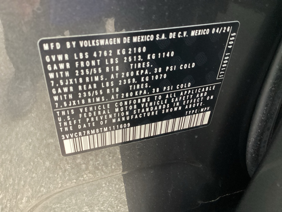 3VVCR7RM8TM111609 2026 Volkswagen Tiguan S