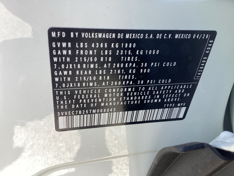 3VVEC7B25TM068043 2026 Volkswagen Taos SE