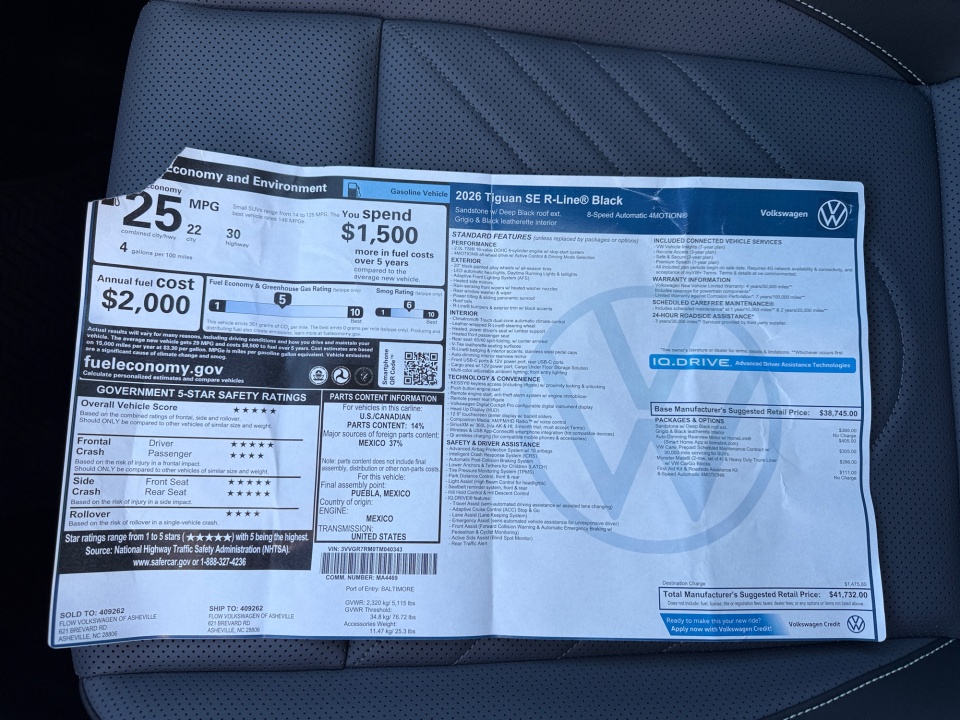 3VVGR7RM0TM040343 2026 Volkswagen Tiguan SE R-Line Black