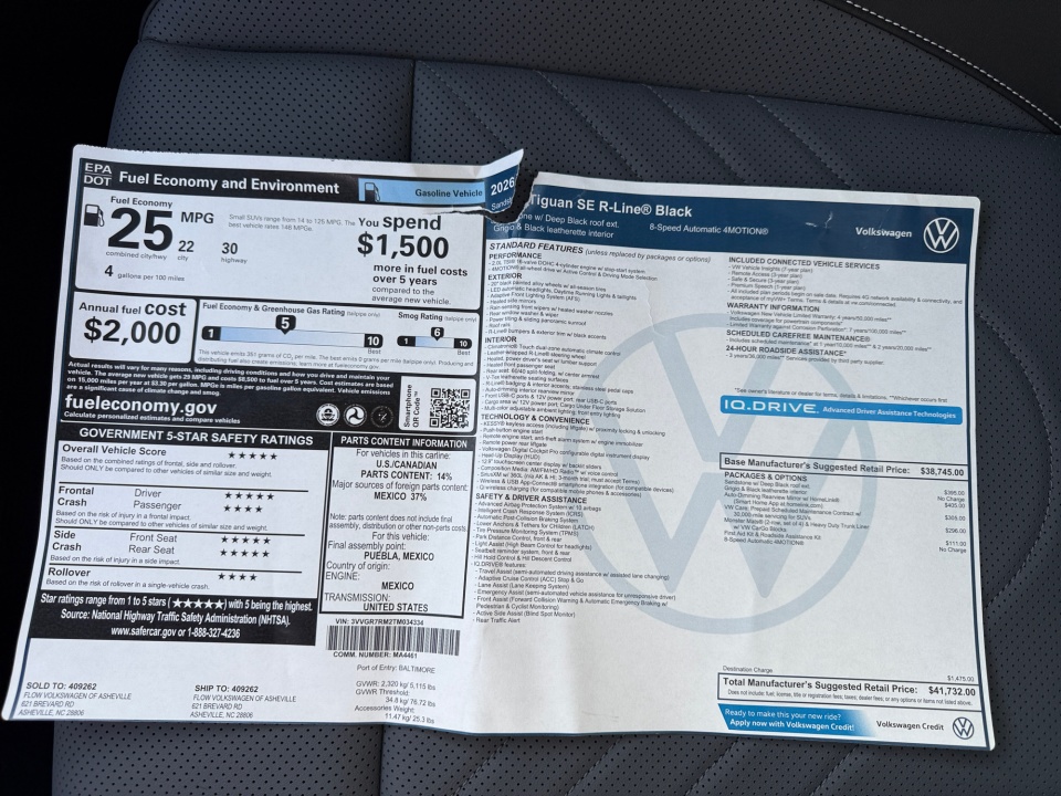 3VVGR7RM2TM034334 2026 Volkswagen Tiguan SE R-Line Black