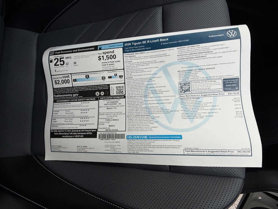3VVGR7RM3TM097006 2026 Volkswagen Tiguan SE R-Line Black
