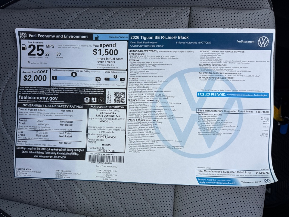 3VVGR7RMXTM001971 2026 Volkswagen Tiguan SE R-Line Black