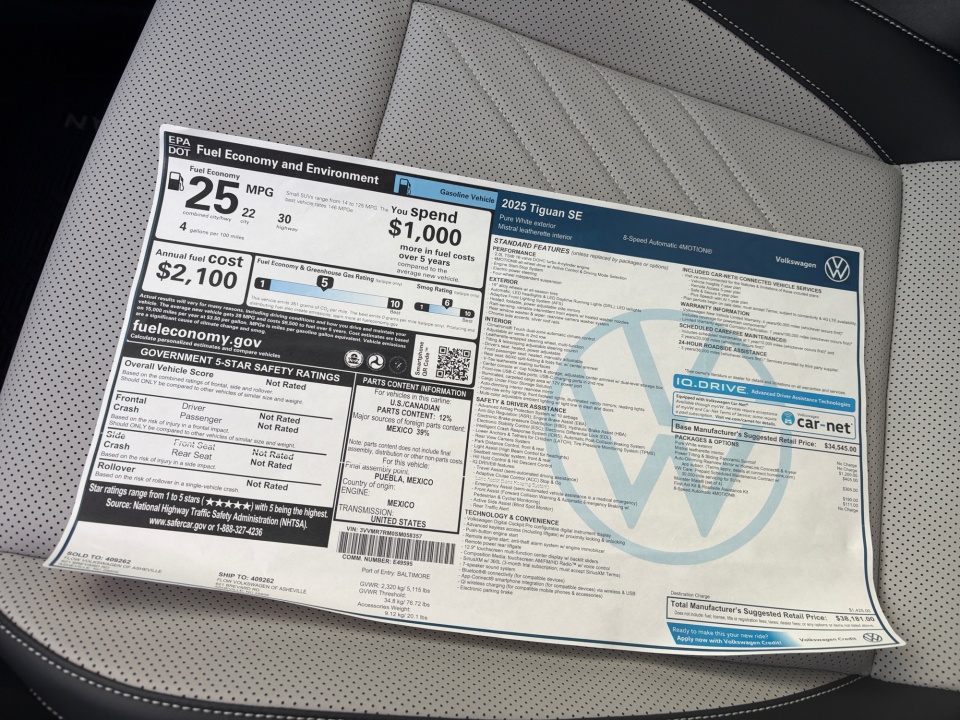 3VVMR7RM0SM058357 2025 Volkswagen Tiguan 2.0T SE