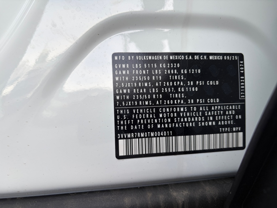 3VVMR7RM0TM004011 2026 Volkswagen Tiguan SE