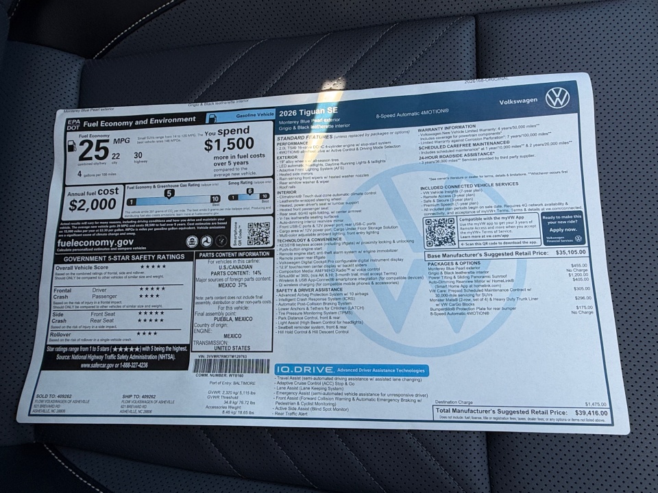 3VVMR7RM3TM129763 2026 Volkswagen Tiguan SE