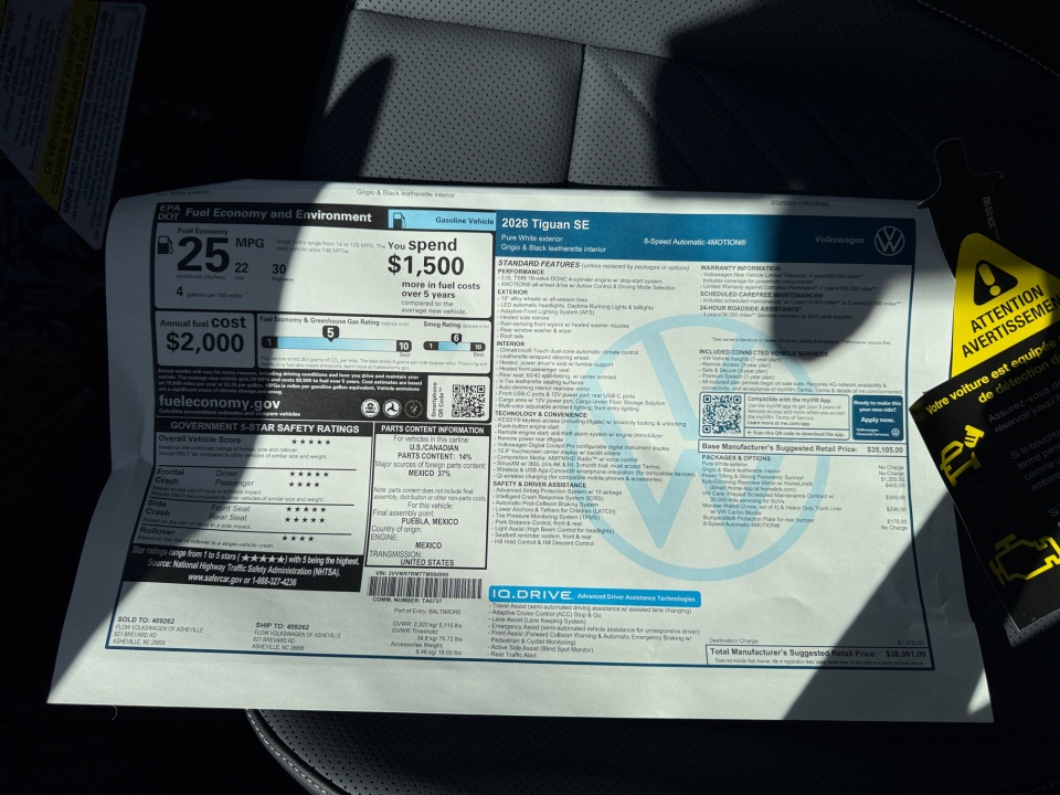 3VVMR7RM7TM084990 2026 Volkswagen Tiguan SE