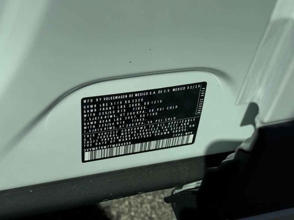 3VVMR7RM7TM084990 2026 Volkswagen Tiguan SE