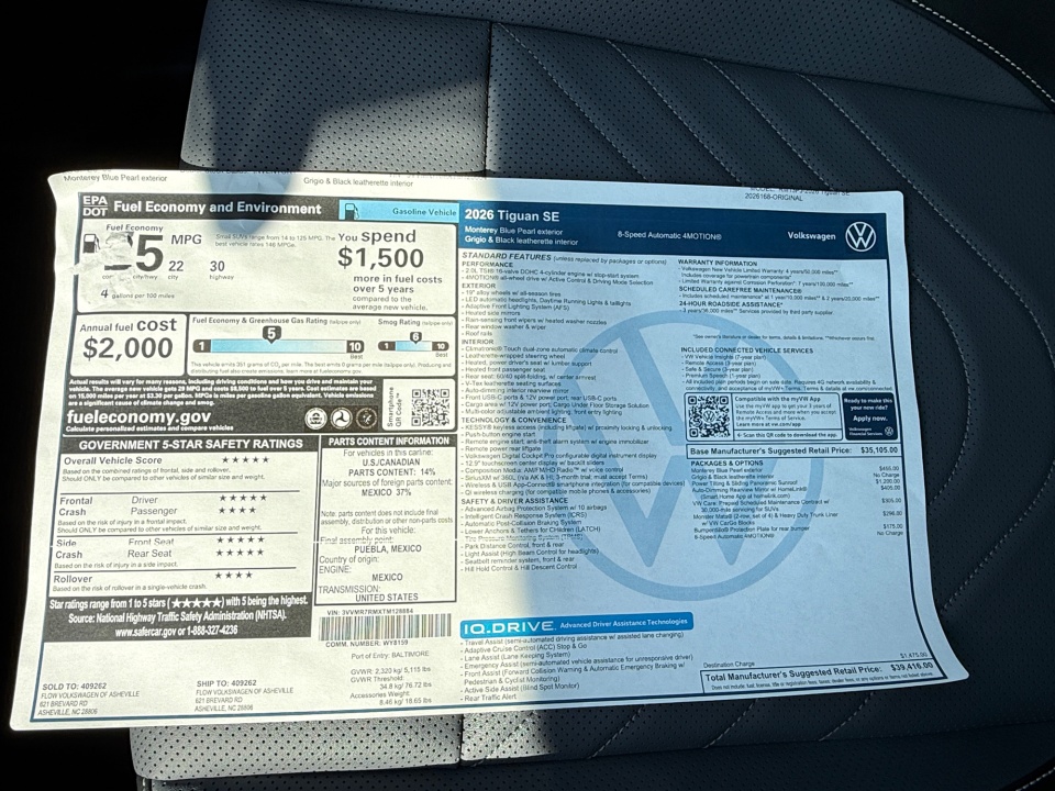 3VVMR7RMXTM128884 2026 Volkswagen Tiguan SE