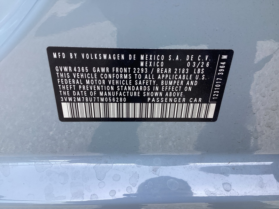 3VW2M7BU7TM056280 2026 Volkswagen Jetta GLI Autobahn