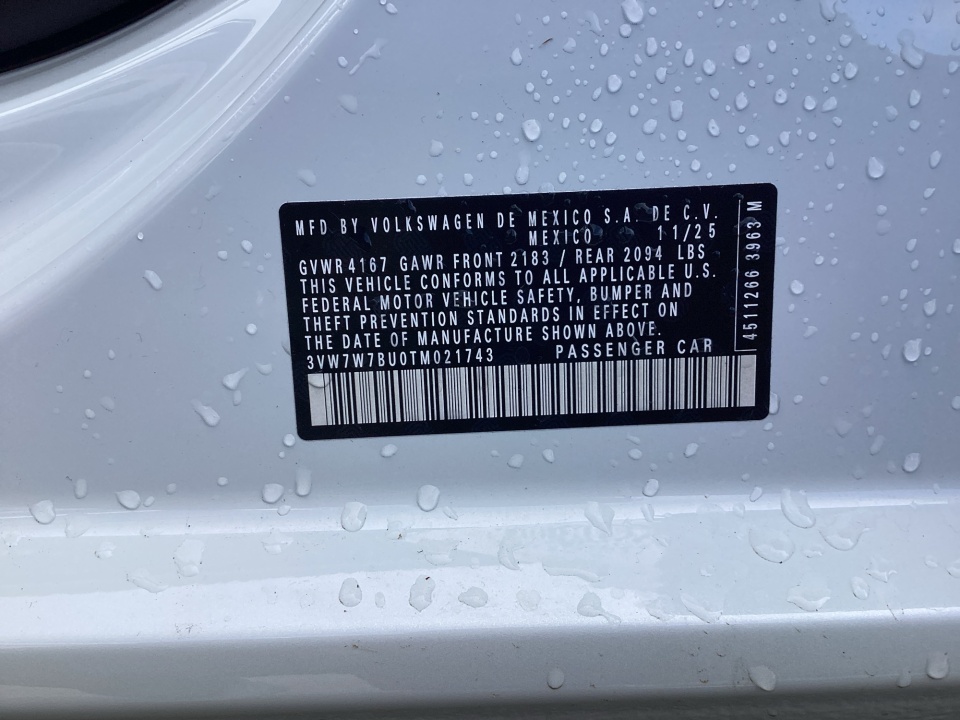 3VW7W7BU0TM021743 2026 Volkswagen Jetta SE