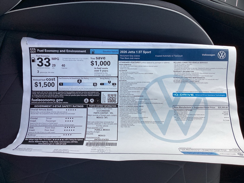 3VWBW7BU4TM000131 2026 Volkswagen Jetta Sport