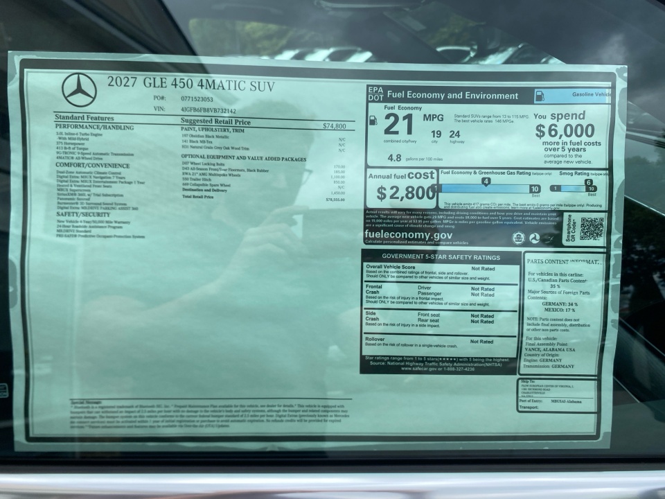 4JGFB6FB8VB732142 2027 Mercedes-Benz GLE GLE 450