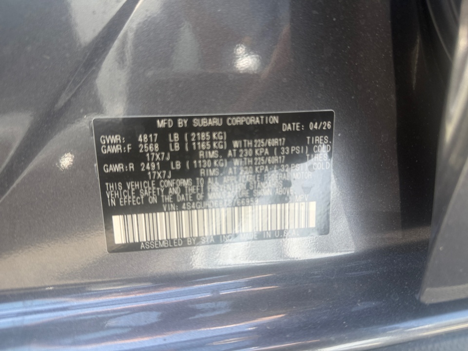 4S4GUHD68T3766959 2026 Subaru Crosstrek Premium
