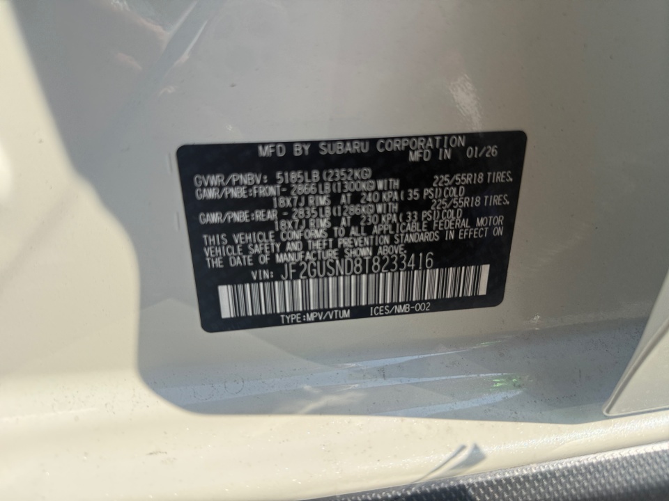 4S4GUHD69T3760944 2026 Subaru Crosstrek Premium