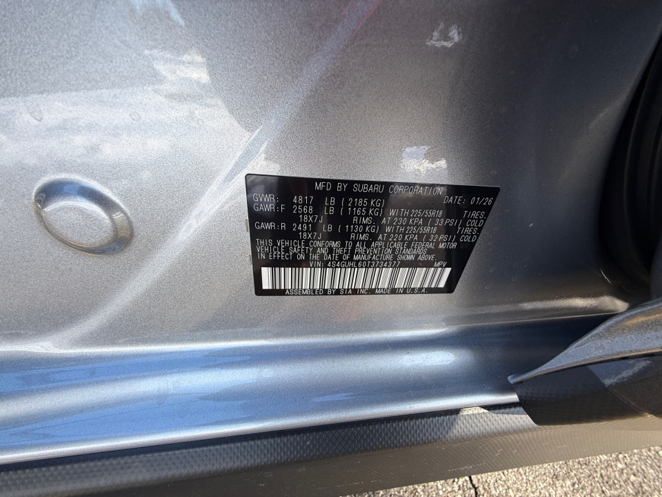 4S4GUHL60T3734377 2026 Subaru Crosstrek Limited