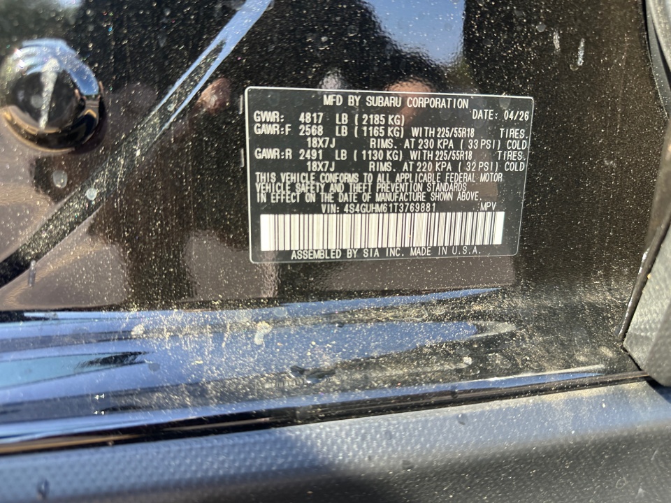 4S4GUHM61T3769881 2026 Subaru Crosstrek Limited