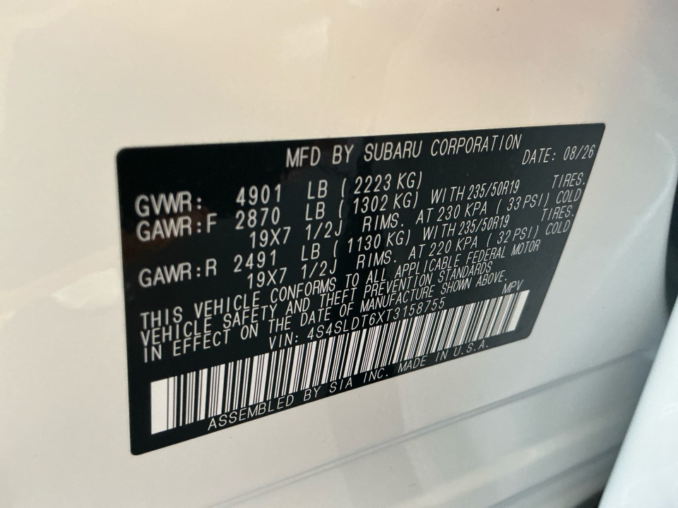 4S4SLDT6XT3158755 2026 Subaru Forester Touring