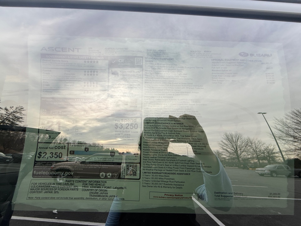 4S4WMALD2T3407867 2026 Subaru Ascent Onyx Edition Touring 7-Passenger