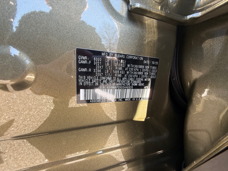 4S4WMAPDXS3446926 2025 Subaru Ascent Limited 7-Passenger