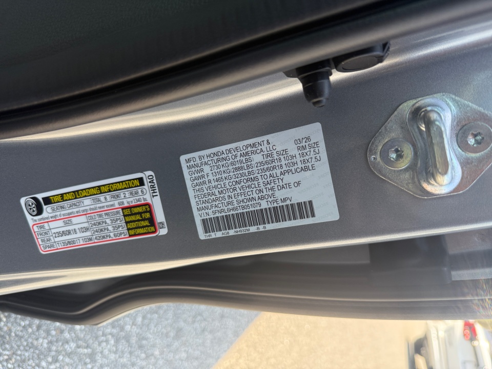 5FNRL6H66TB051079 2026 Honda Odyssey EX-L