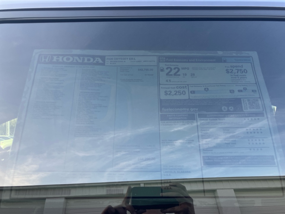 5FNRL6H6XTB054261 2026 Honda Odyssey EX-L