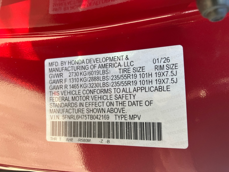 5FNRL6H75TB042169 2026 Honda Odyssey Sport-L