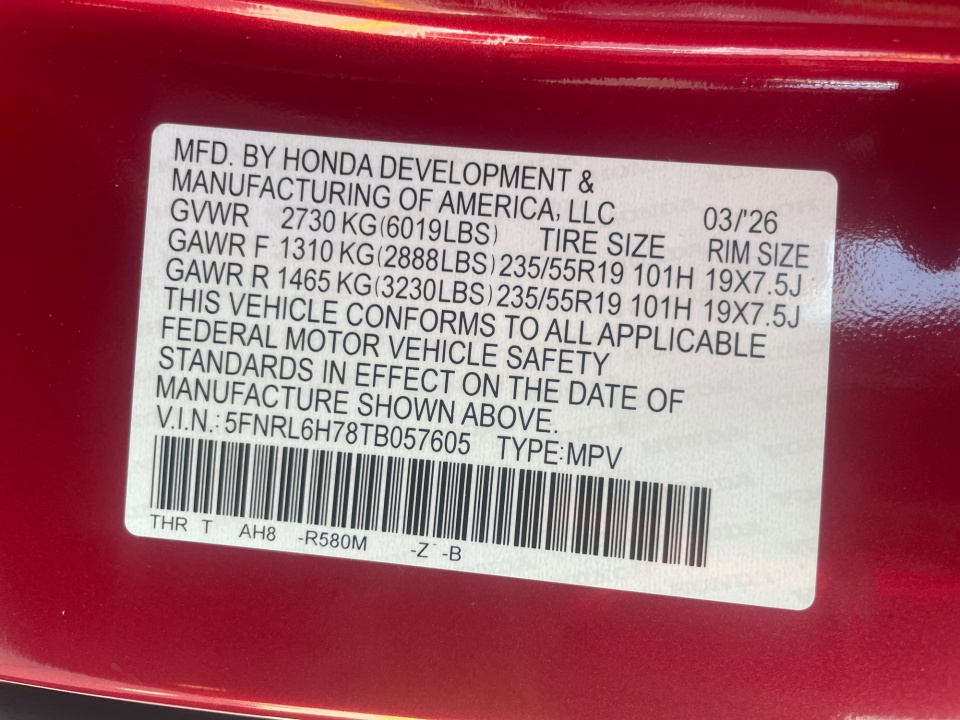 5FNRL6H78TB057605 2026 Honda Odyssey Sport-L