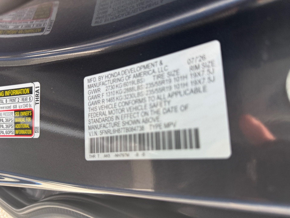 5FNRL6H87TB084738 2026 Honda Odyssey Touring