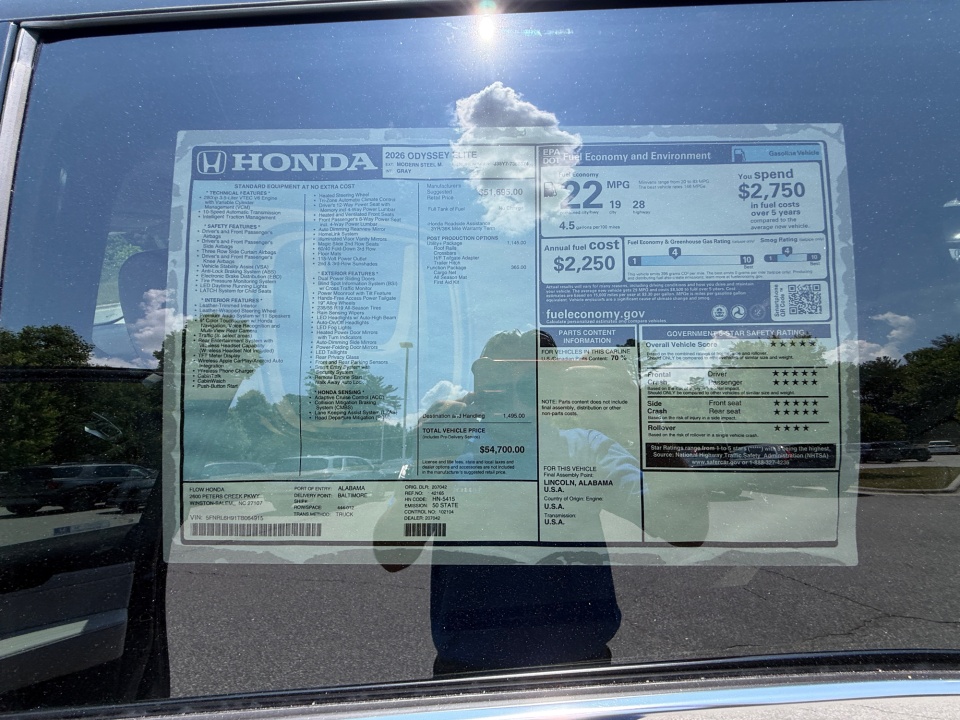 5FNRL6H91TB064915 2026 Honda Odyssey Elite