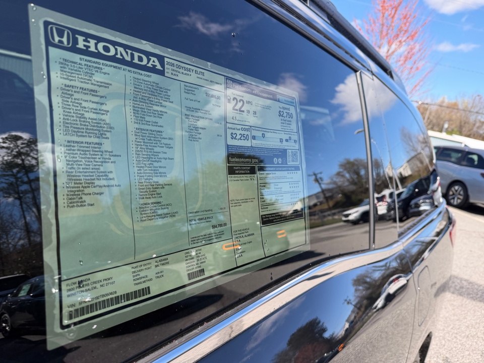 5FNRL6H92TB050828 2026 Honda Odyssey Elite