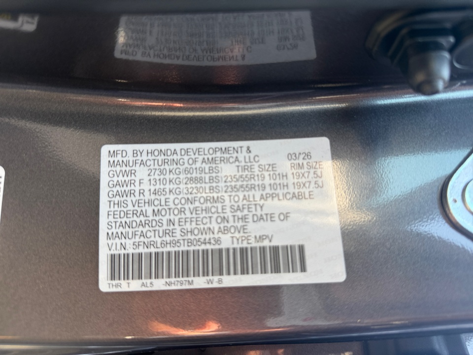 5FNRL6H95TB054436 2026 Honda Odyssey Elite
