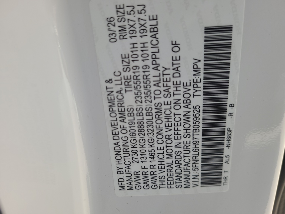 5FNRL6H97TB059525 2026 Honda Odyssey Elite