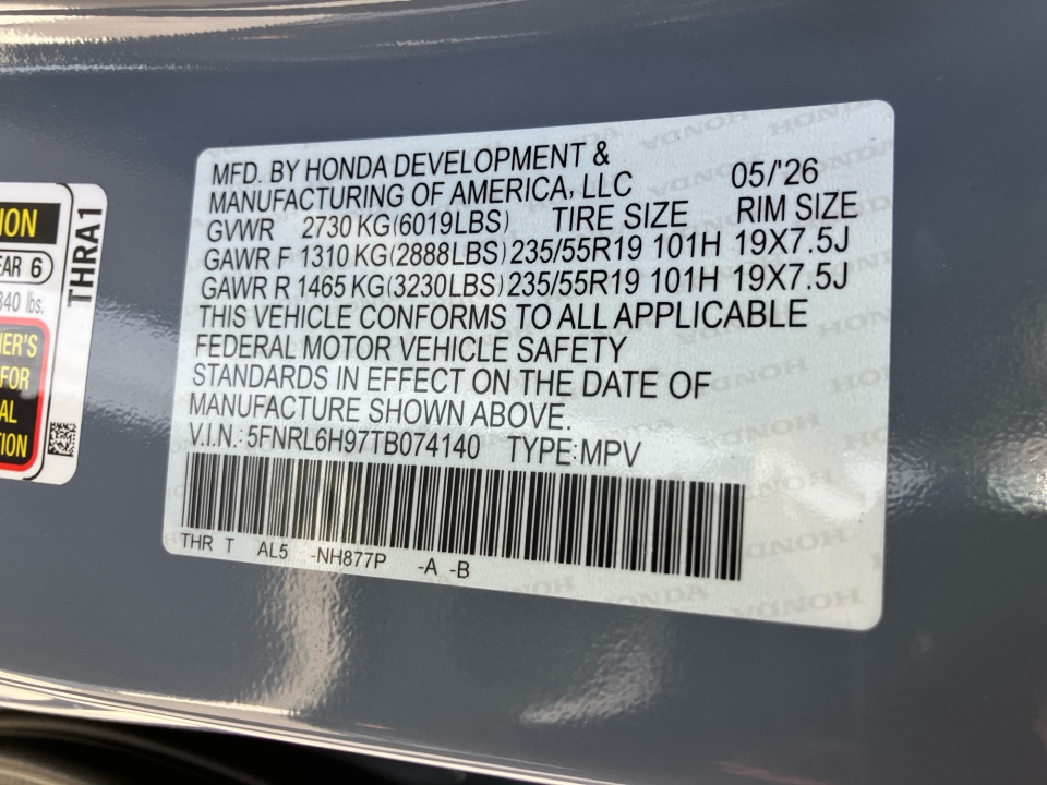 5FNRL6H97TB074140 2026 Honda Odyssey Elite