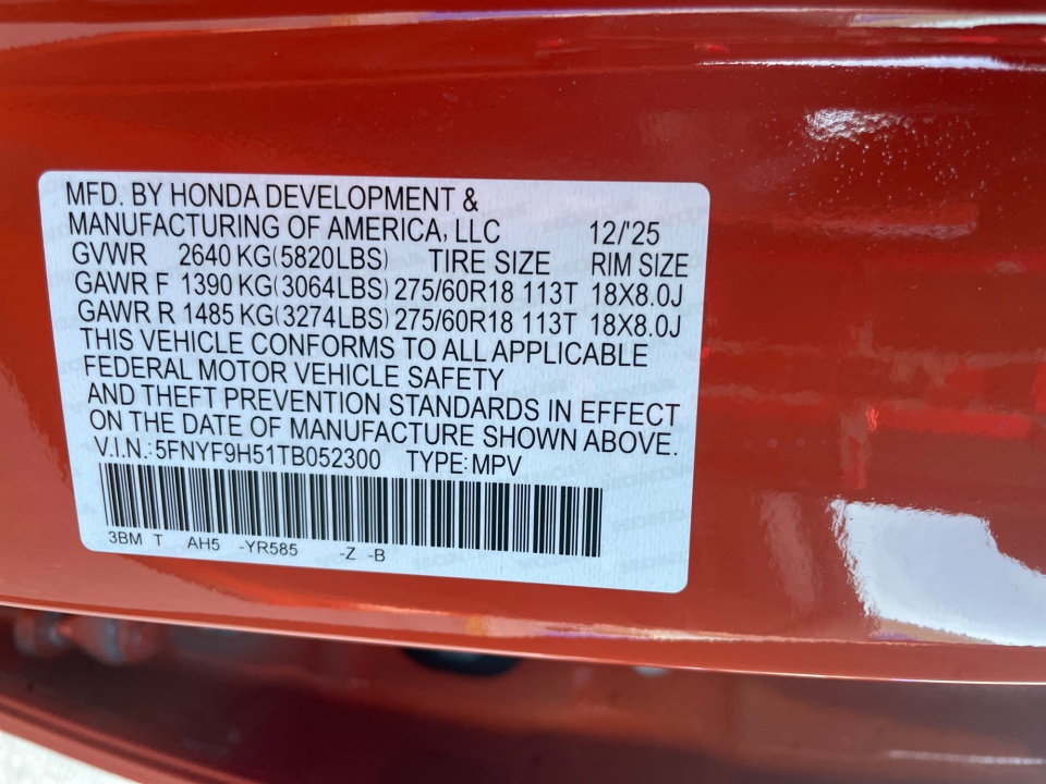 5FNYF9H51TB052300 2026 Honda Passport AWD TrailSport