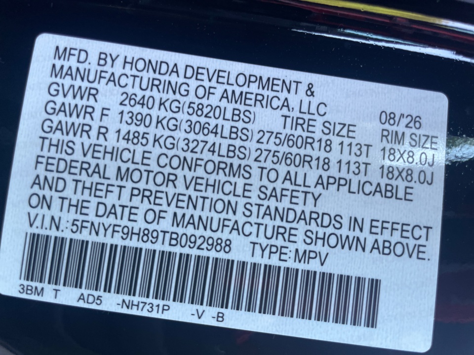 5FNYF9H89TB092988 2026 Honda Passport TrailSport Elite