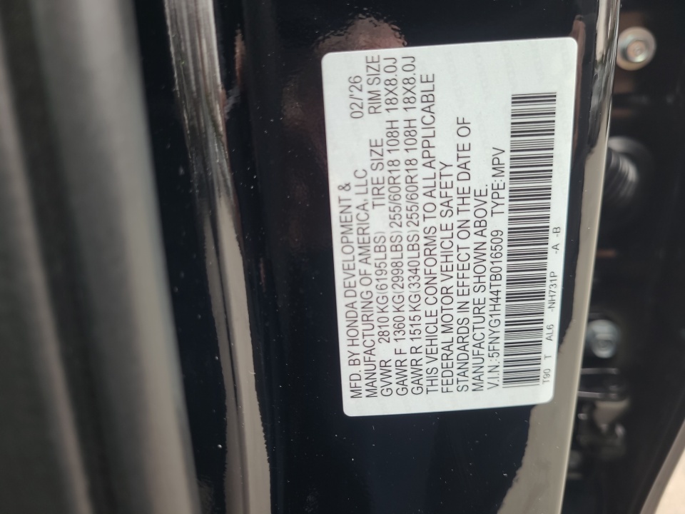 5FNYG1H44TB016509 2026 Honda Pilot EX-L