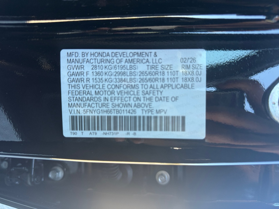 5FNYG1H62TB019779 2026 Honda Pilot TrailSport