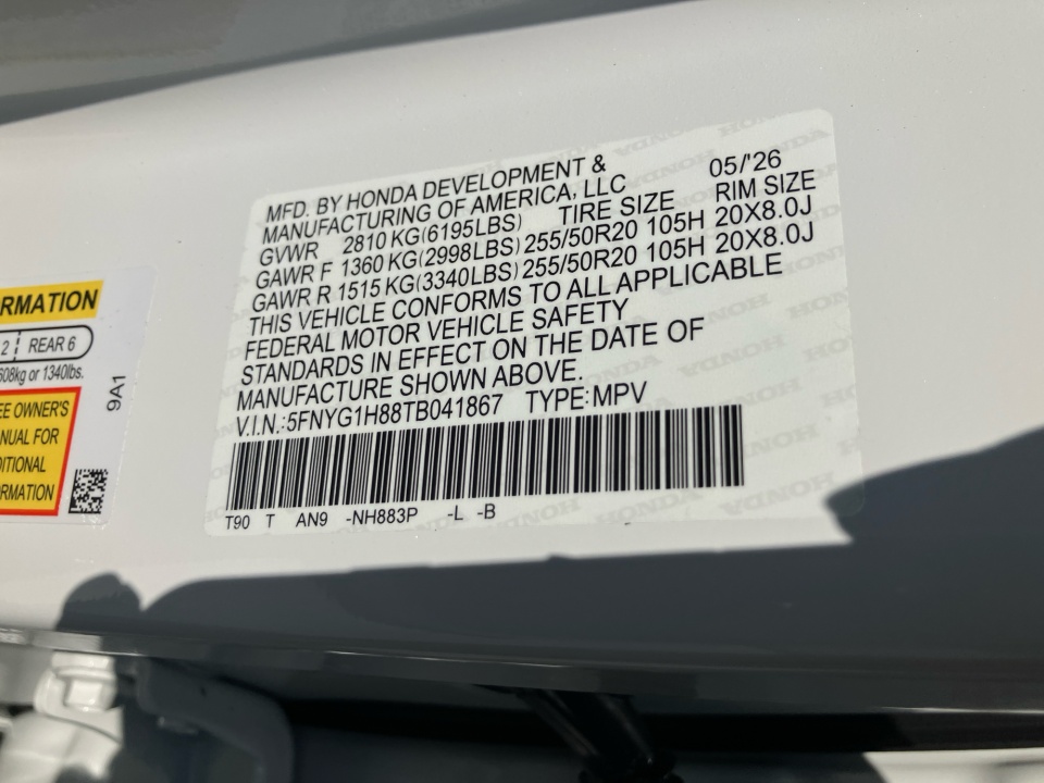 5FNYG1H88TB041867 2026 Honda Pilot Elite