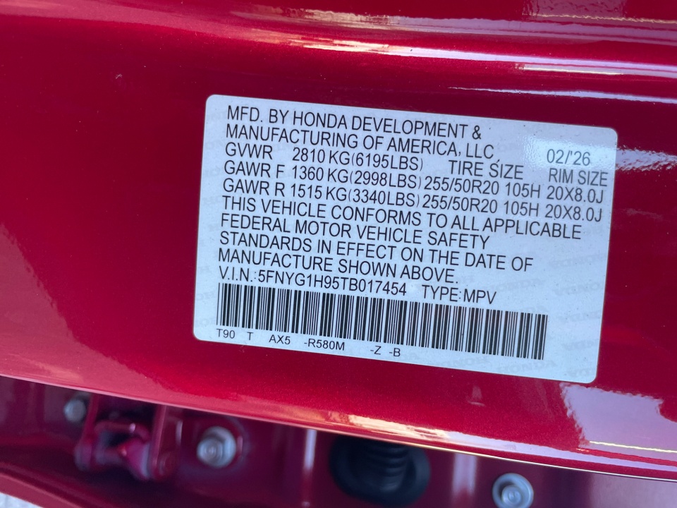 5FNYG1H95TB017454 2026 Honda Pilot Black Edition