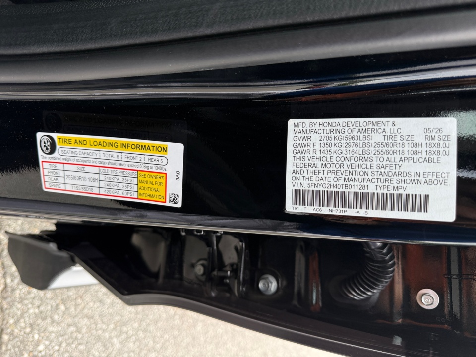 5FNYG2H40TB011281 2026 Honda Pilot EX-L