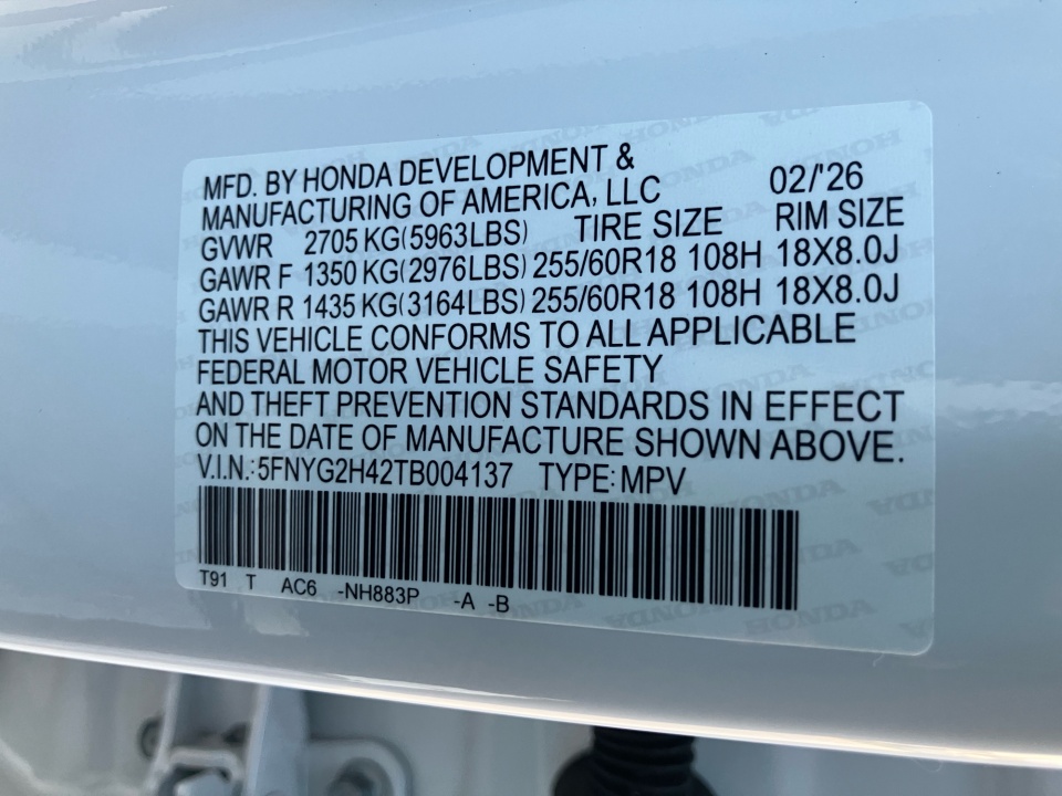 5FNYG2H42TB004137 2026 Honda Pilot EX-L