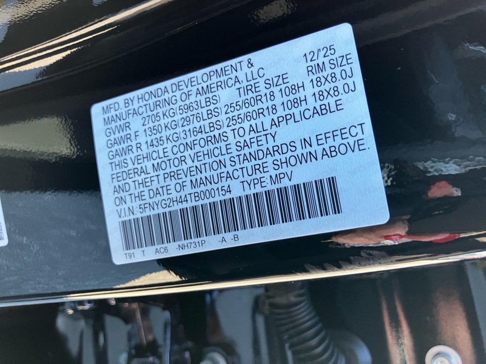 5FNYG2H44TB000154 2026 Honda Pilot EX-L