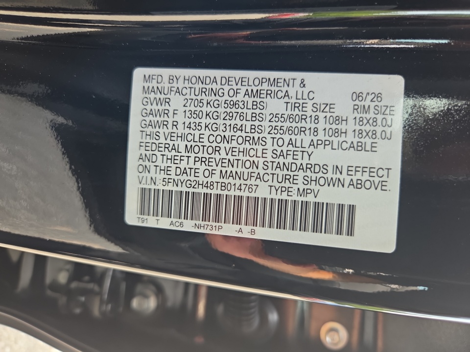 5FNYG2H48TB014767 2026 Honda Pilot EX-L