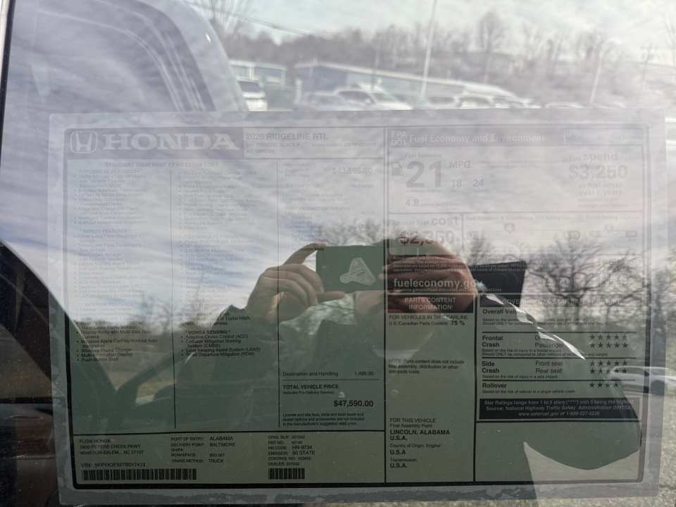 5FPYK3F50TB017413 2026 Honda Ridgeline RTL