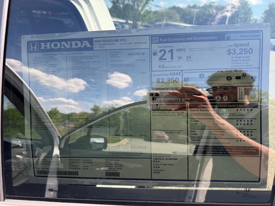 5FPYK3F50TB030582 2026 Honda Ridgeline RTL