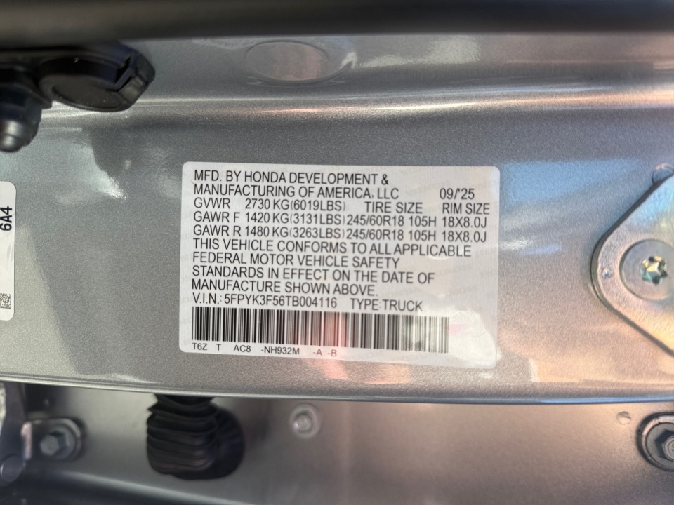 5FPYK3F56TB004116 2026 Honda Ridgeline RTL