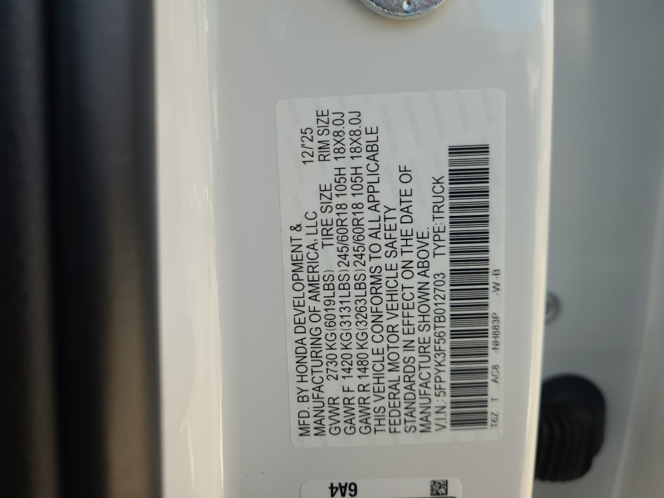 5FPYK3F56TB012703 2026 Honda Ridgeline RTL