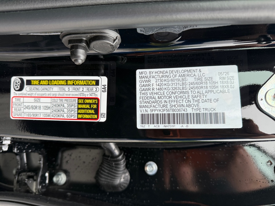 5FPYK3F56TB036743 2026 Honda Ridgeline RTL